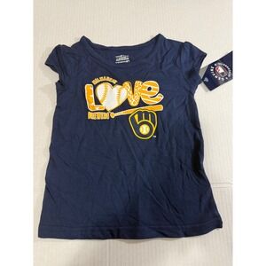 Kids Milwaukee Brewers LOVE Baseball T Shirt Toddler Size 3T Genuine Merchandise